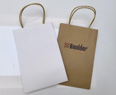 China FSC Packaging Accessories , white brown black kraft paper bags with handles 4C PMS Color for sale