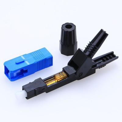 China Cold Pressing Drop Cable LC Fiber Optic Fast Connector 125 To 128um Ferrule Hole for sale