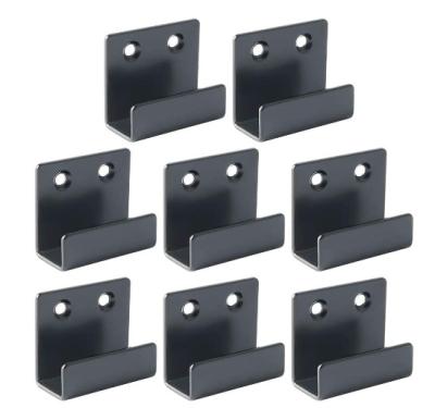 China Black Powder Coated Stamping Steel Metal U Shape Door Barricade Brackets Custom for sale