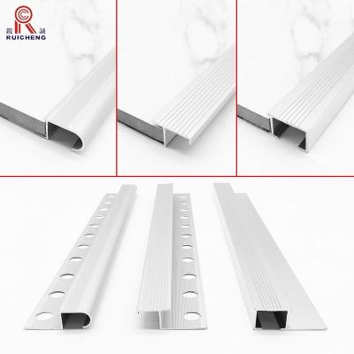 China Gold Grooved Aluminum Step Edge Trim Stair Tread Anti Slip Inserts Anodized for sale