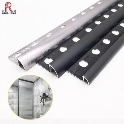 China Anodized Aluminum Corner Trim For Tile 10mm Height Semi Quadrant Finish for sale