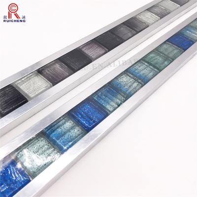 China Crystal Glass Listello Tile Trim 10mm , Mosaic Tile Edge Trim Anodizing for sale