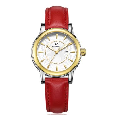China Abgehendes rotes Quarz-Edelstahl-Uhr-Herz entworfen, Stützkalendertag zu verkaufen