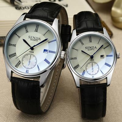 Chine Cadeau analogue Scratchproof d'horloge de montre-bracelet de couples de quartz de cuir simple de montres des dames des femmes à vendre