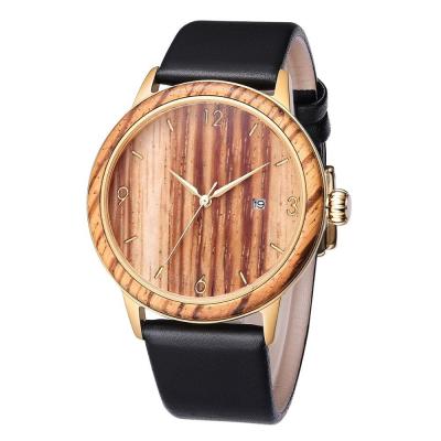 China A madeira simples de quartzo da correia de couro do estilo olha relógios luxuosos do bracelete à venda