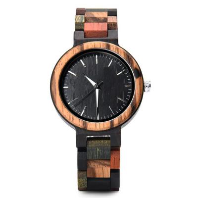 中国 多彩な木の革紐の腕時計の自然な木製の箱の背部、刻まれるレーザー 販売のため