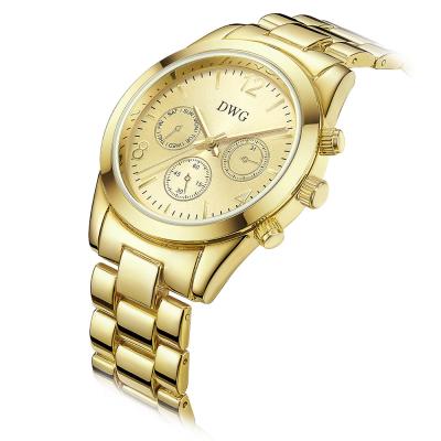 China 24k Gold Brass Wrist Watch , Quartz Japan Movt Womens Watch Water Resistant for sale