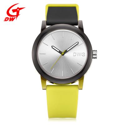 China Plastic Case Silicone Sports Watch , Yellow Quartz Japan Movt Womens Watch for sale