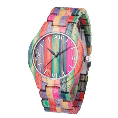 China Shenzhen factory OEM hand men's wooden watch for men colorful wood band for sale
