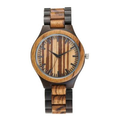 China Natural Wooden Mineral Glass Luxury Wrist Watch With Customized Your Own Brand for sale