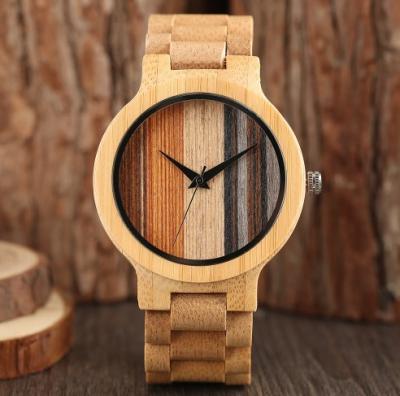 China Valentines Day Gift Bamboo Wooden Watch With Bamboo Strap And Quartz Movement for sale