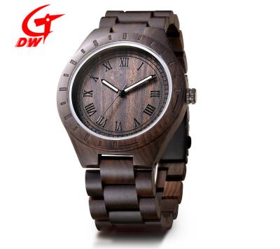 Chine Le rétro chronographe de résistant à l'eau observe le logo adapté aux besoins du client par montre-bracelet de bois d'ébène à vendre