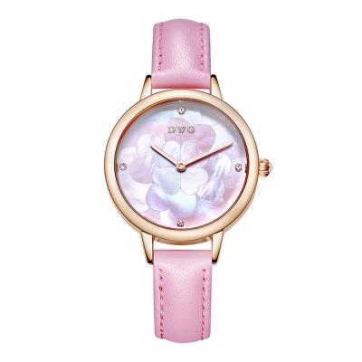 China Mineral Glass Lens Leather Strap Quartz Watch MOP Dial Alloy Quartz Wrist Watch for sale