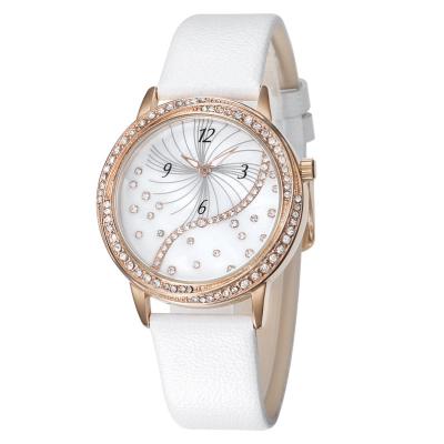 Chine Dos durable d'acier inoxydable de montre de quartz de bracelet en cuir de Waterprof pour des dames à vendre