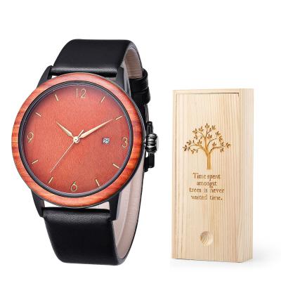 China La caja resistente PVD de agua plateó el reloj de madera de acero inoxidable negro del cuarzo en venta