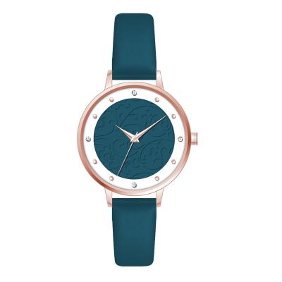 China Luxury Leather Strap Diamond Women Quartz Watches Water Resistant 3 ATM for sale