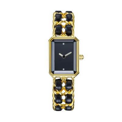China High End Women Quartz Brass Wrist Watch PVD Gold Square Water Resistant for sale