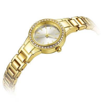 China Wasserdichte kundenspezifische Damen 3atm passt Sport-Armbanduhr-Goldfarbe auf zu verkaufen