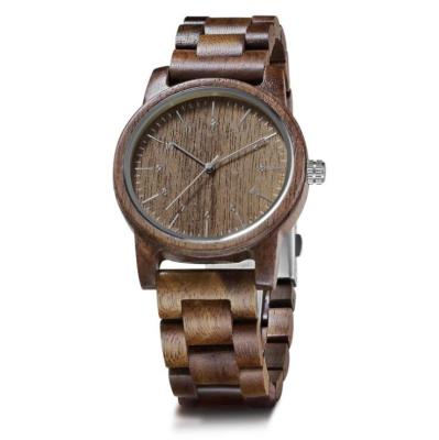 China Forma redonda hecha a mano del caso del cuarzo del reloj del logotipo de madera impermeable del OEM en venta