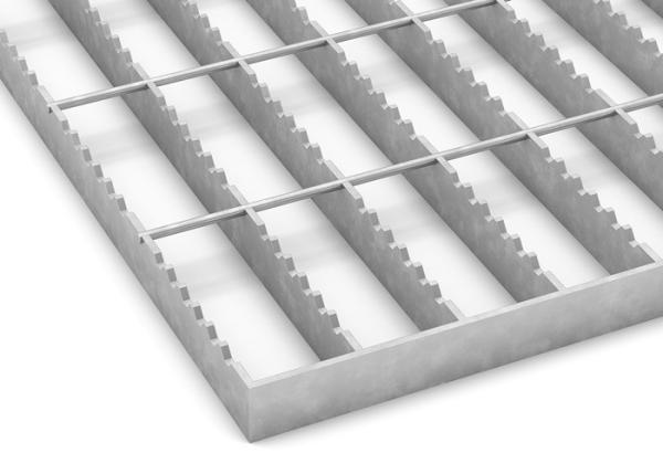 Quality Hot Dipped Serrated Bar Steel Grating 101.6mm Cross Pitch Rain Water Drain Grill for sale