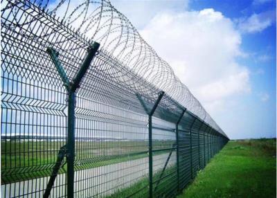 China 50x100mm Y Post Airport Security Fence BTO22 PVC Coated With Razor Barbed Wire for sale