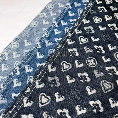 China OEM Blue Damask Jacquard Denim Fabric For Women Garment 9.5oz for sale