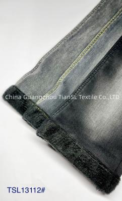 China 12.5oz Black Sulfur Brushed Denim Fabric Cotton Spandex Super Soft for sale