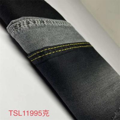 China Customized Sulfur Dark Grey Denim Jean Material Fabric For Womens Apparel for sale