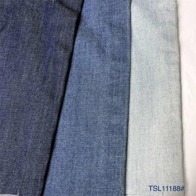 China Tela de mistura do algodão de Tencel da sarja de Nimes da sarja para o tecido para camisas do vestido do vestuário à venda