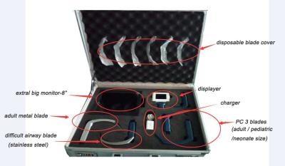 Chine Lame de Miller CONTRE des tailles optiques visuelles portatives de fibre de laryngoscope de Mac pour des adultes à vendre