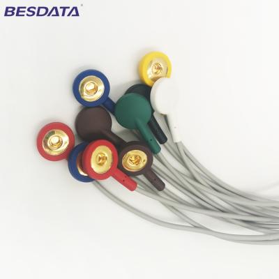 China TPU Material ECG EKG Cables shielded Leadwires 4 Leads Colorized Cable Snap IEC Din 1.5mm Plug nihon kohden for sale