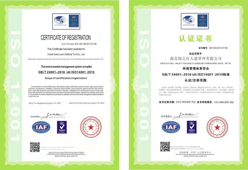 ISO14001:2015 - Green trip sports industry group