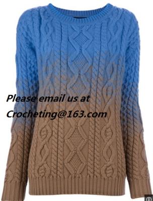 China European Fashion Super Beautiful Mixed Colors Ribbed Knit Openwork Crochet Sweater Pullover for sale