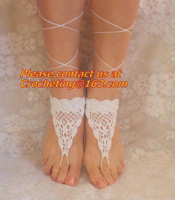 China Crochet Barefoot sandals,Ivory Barefoot Sandles, Footless sandles Foot jewelry Anklet for sale