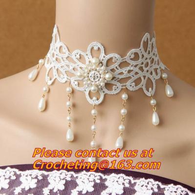 China Wedding Classic Women White Lace beading Pearl Choker Necklace jewelry Accessories Collar for sale