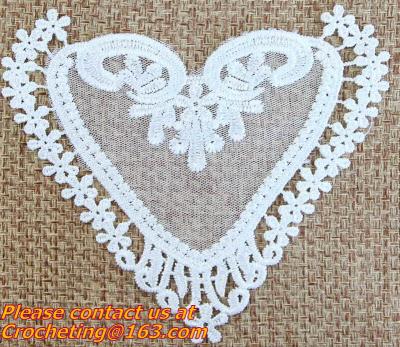 China White Black Fabric Heart Lace Flower Floral Motif Sewing Trim Applique for sale