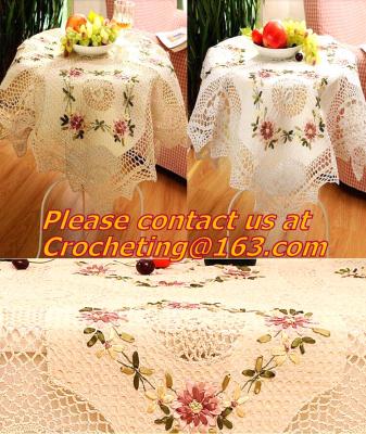 China lace table cloth for wedding cutout, Tablemat, Corcheted Lace Table linen, Tablecloth for sale