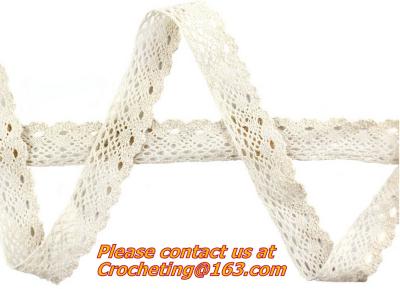 Chine Tissu de couture de métiers de ruban d'équilibre de bord de dentelle de crochet de coton de style de cru de largeur de l'ivoire 2.5cm à vendre