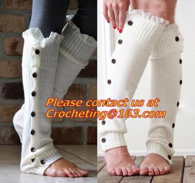 China Little Girls Knitted leg warmers Crochet Lace Trim and Buttons children kids leg warmers for sale