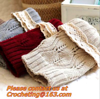 China women knit boot cuffs acrylic cable pattern lace boot socks buttons leg warmers bontique for sale