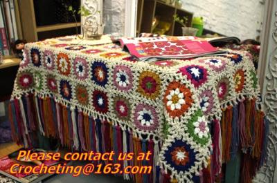China Handmade Crochet Yarn Baby Sheet Blankets Granny Square Afghan Coverlet Table Clothes for sale