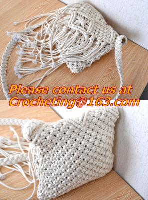 China Bag cotton rope handmade tassel knitted bag handmade women's handbag national trend classi for sale
