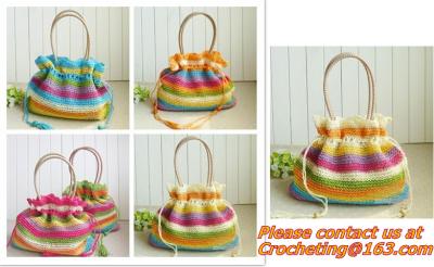 China handmade crochet bag handbag crochet beads straw bag sweet bag for women messenger bags for sale