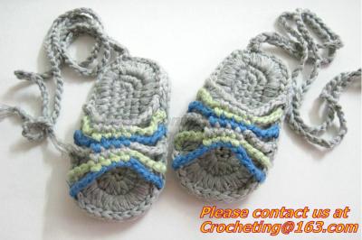 China Summer Crochet Baby Boys Girls Sandal Slipper First Walker Shoes Newborn Infant Striped for sale