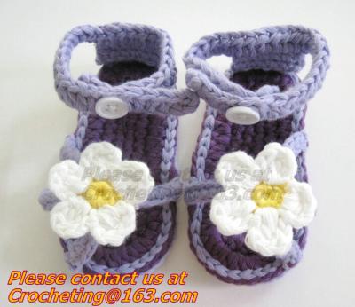 China Crochet newborn baby girl summer shoes baby moccasins hand knitted baby sandals crochel for sale