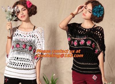 China Handmade Crochet Multicolour Three-Dimensional Rose Cutout Knitted Sweater Pull Over Women for sale