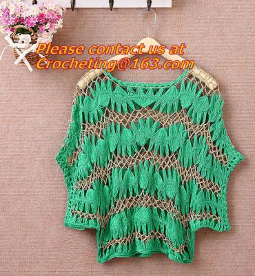 China Women Hand Crocheted Batwing Sleeve Sweater, Cover up, pull over, Garment with hat, appare for sale