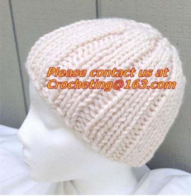 China Newest stripe crocheted hat baby knitting hat for kids, Handmade newsborn baby knitted hat for sale