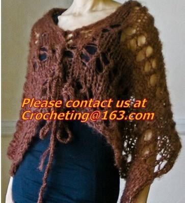 China Hand Knitted Poncho, Brown Scarf,Wool Knitted Sweater Green Free Knitting Crochet Woman for sale