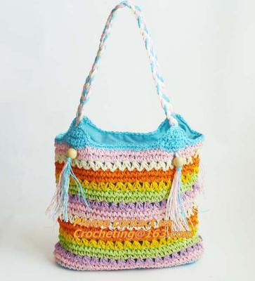 China Hot fashion Simple hollow beach bags women straw bag vintage knitted big tote bags shoulde for sale
